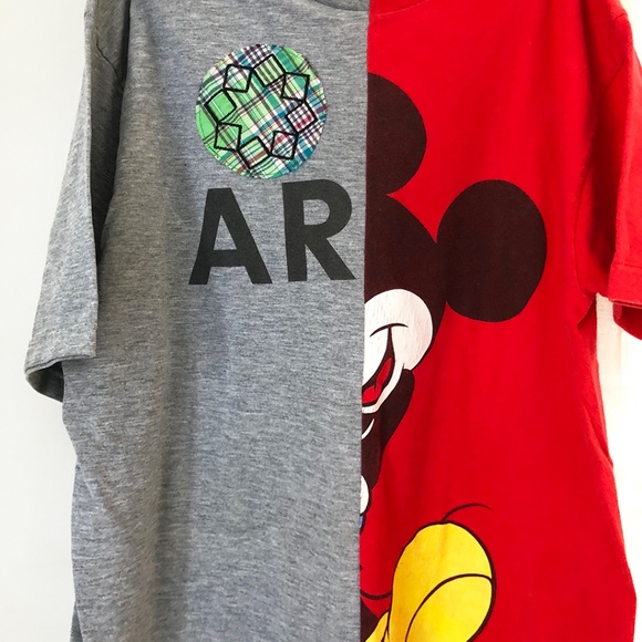 Mickey Mouse Split up-cycled TEE / Large - Picture 2 of 6